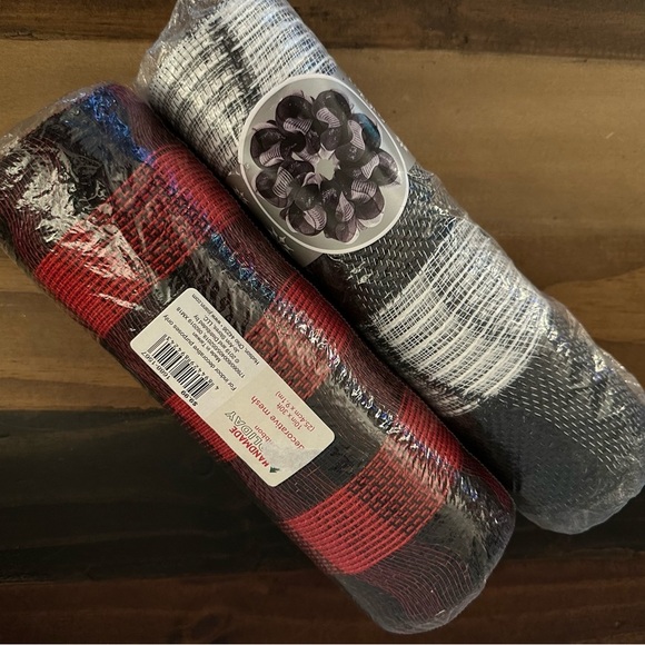 Holiday Time Other - Holiday Decorative Mesh Ribbon Lot Buffalo Plaid Black White Red